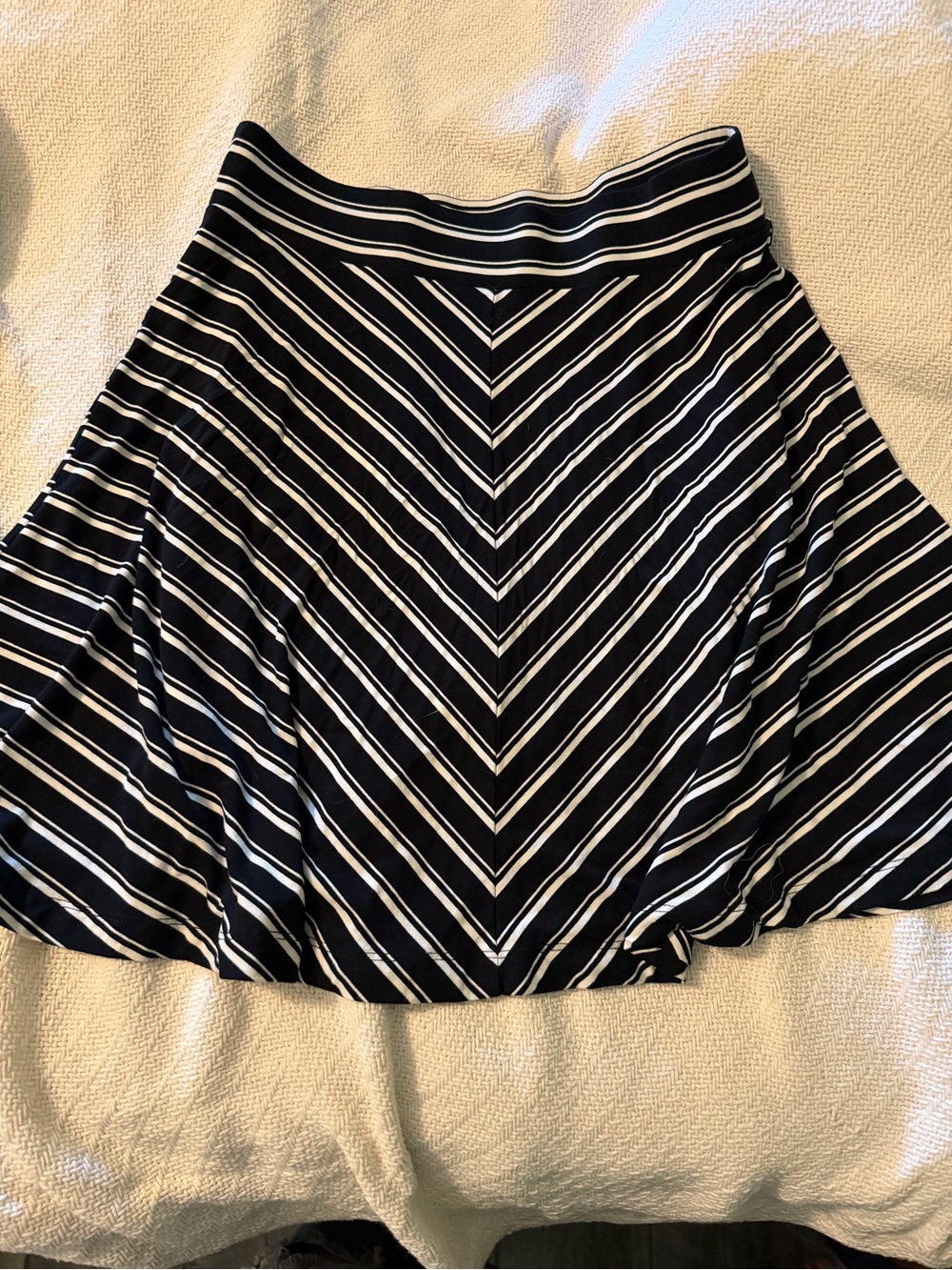 Women’s Ann Taylor Loft Black and White Striped Swing Skirt